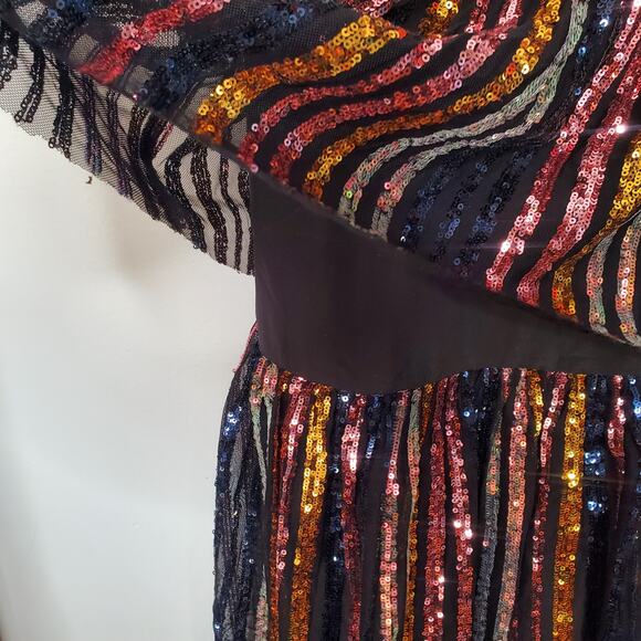 Self-Portrait Striped Sequin Midi Dress - Picture 10 of 14